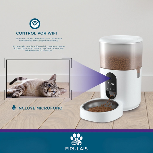 Dispenser Automático de comida para Animales con control WiFi y cámara HD [PF200]