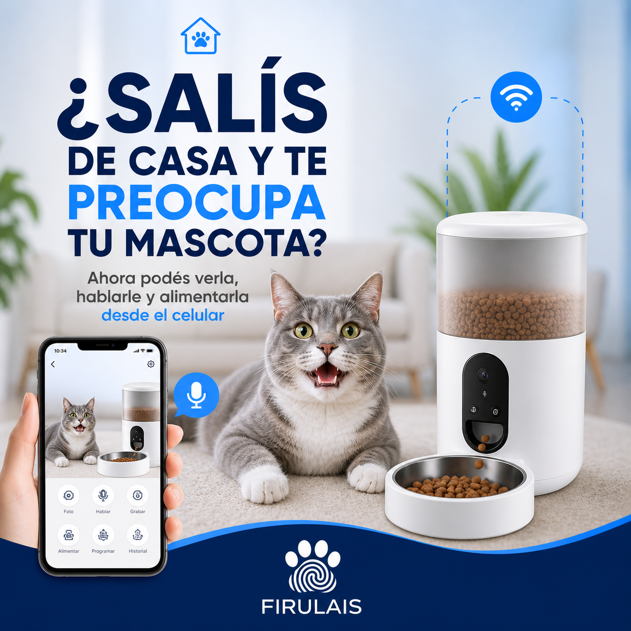 Dispenser WiFi con cámara para cuidar a tu mascota a distancia