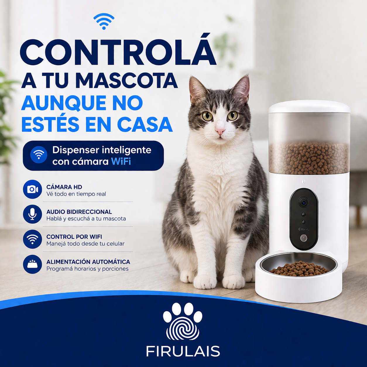 Dispenser WiFi con cámara para cuidar a tu mascota a distancia